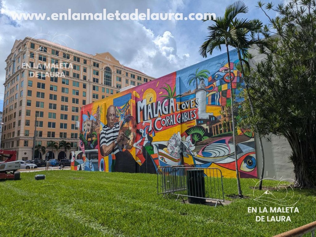 Mural Málaga loves Coral Gables con un retrato de Picasso